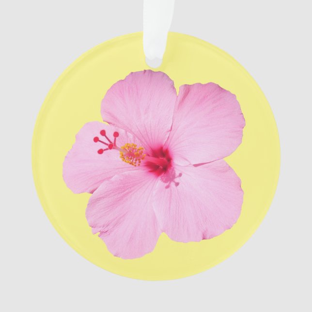 Pink Hibiscus Tropical Flower Ornament (Front)