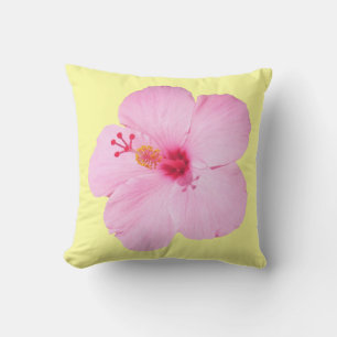 Pink Hibiscus Tropical Flower Outdoor Cushion