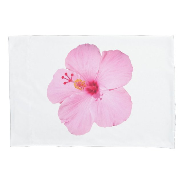 Pink Hibiscus Tropical Flower Pillowcase (Front)