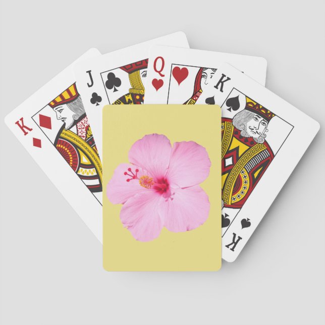 Pink Hibiscus Tropical Flower Playing Cards (Back)