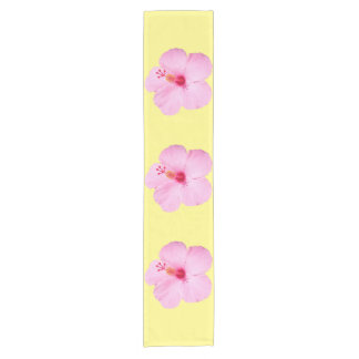 Pink Hibiscus Tropical Flower Short Table Runner