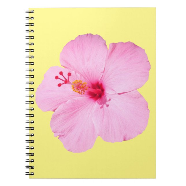 Pink Hibiscus Tropical Flower Spiral Notebook (Front)