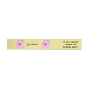 Pink Hibiscus Tropical Flower Wrap Around Label