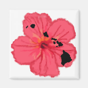 Pink hibiscus w Hawn Islands magnet