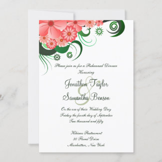 Pink Hibiscus Wedding Rehearsal Dinner Invitation