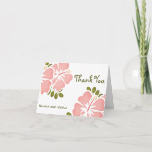 Pink Hibiscus Wedding Thank You Notes Cards