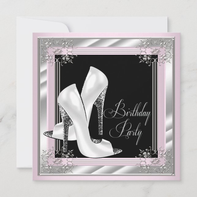Pink High Heel Birthday Party Invitation (Front)