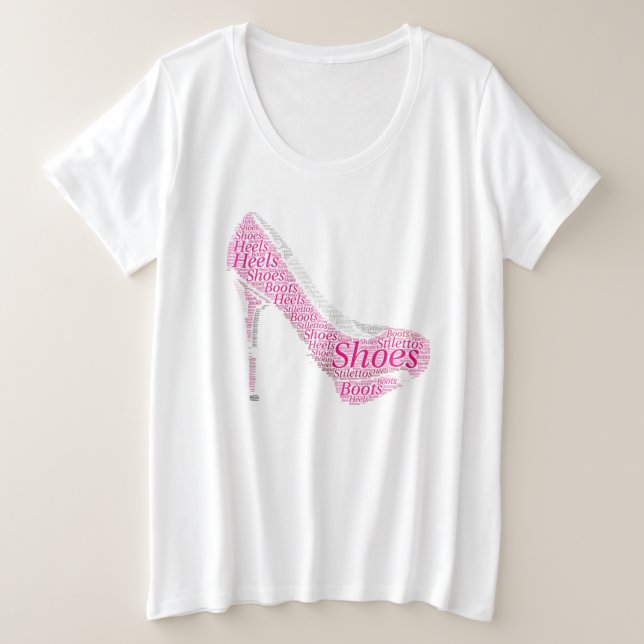 Pink High Heel Designer Shoes Plus Size T-Shirt (Design Front)