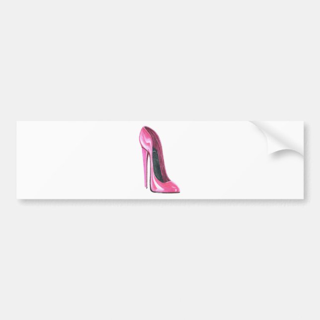Pink High Heel Shoe Art Bumper Sticker (Front)