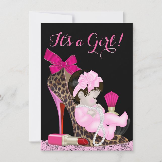 Pink High Heel Shoe Baby Shower Invitation (Front)
