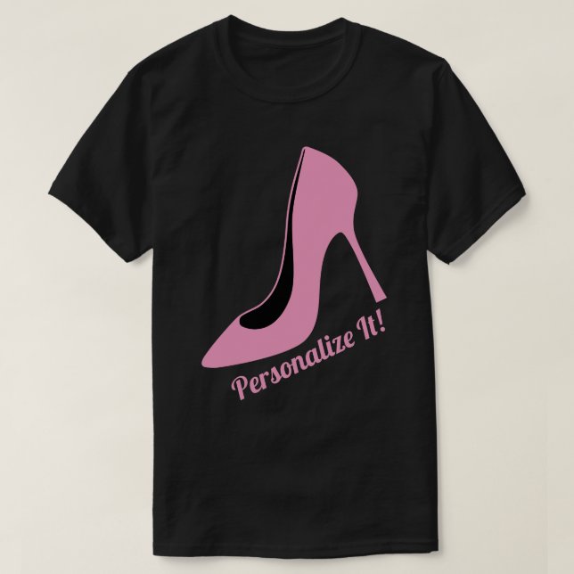Pink High Heel Shoe Retro T-Shirt (Design Front)