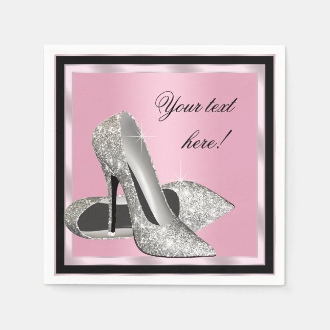 Pink High Heel Shoes Napkin (Front)
