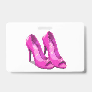 Pink High Heels 64-Bit Pixel Art Style ID Badge