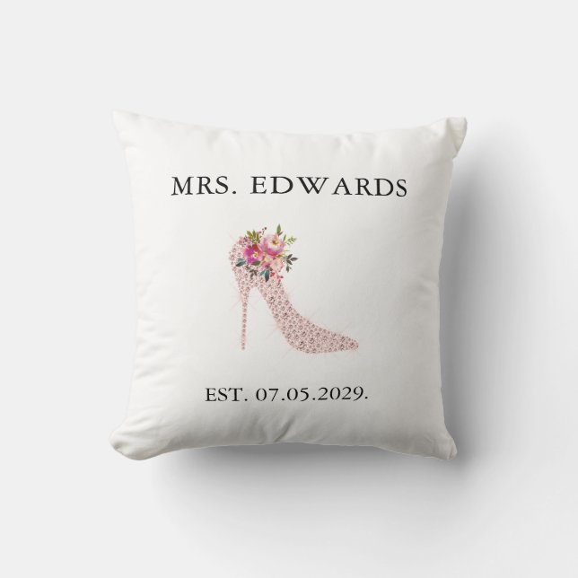Pink High Heels Bridal Shower Cushion (Front)