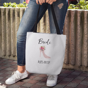 Pink High Heels Bridal Shower Tote Bags