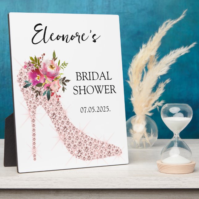 Pink High Heels Bridal Shower Welcome 8x10  Plaque (Side)