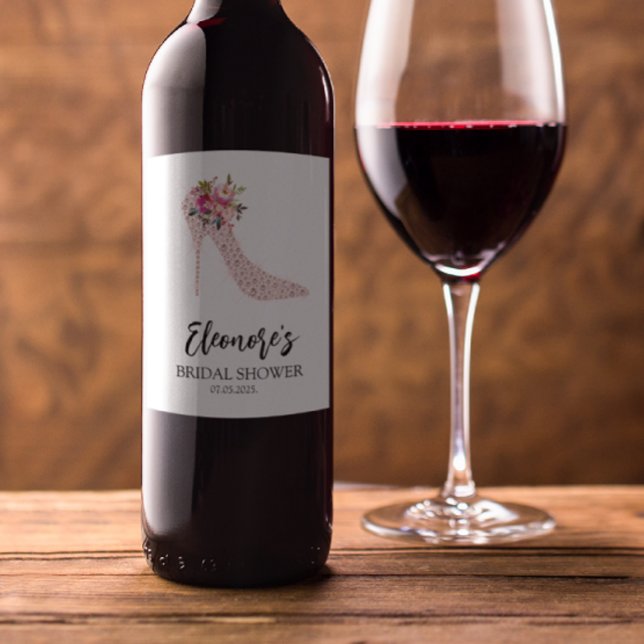 Pink High Heels Bridal Shower Wine Label (Creator Uploaded)