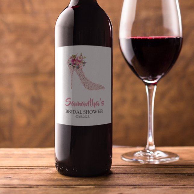 Pink High Heels Bridal Shower Wine Label (Creator Uploaded)