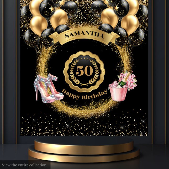 Pink High Heels Gold Glitter 50th Birthday  Tapestry (Pink High Heels Gold Glitter 50th Birthday Tapestry )