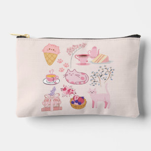 Pink High Tea Cats Accessory Pouch