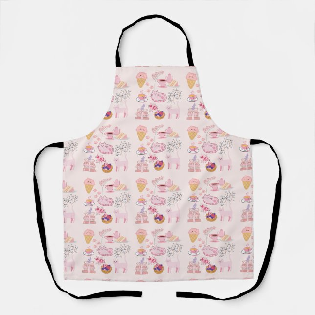 Pink High Tea Cats Apron (Front)