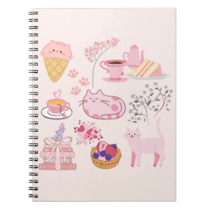 Pink High Tea Cats Notebook