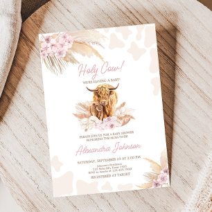 Pink Highland Cow Baby Shower Invitation
