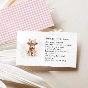 Pink Highland Cow Books For Baby Shower Enclosure Card