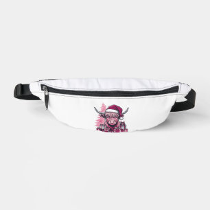 Pink Highland Cow Christmas Gifts Vintage Art_1 Bum Bags