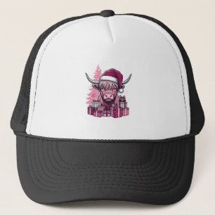 Pink Highland Cow Christmas Gifts Vintage Art_1 Trucker Hat