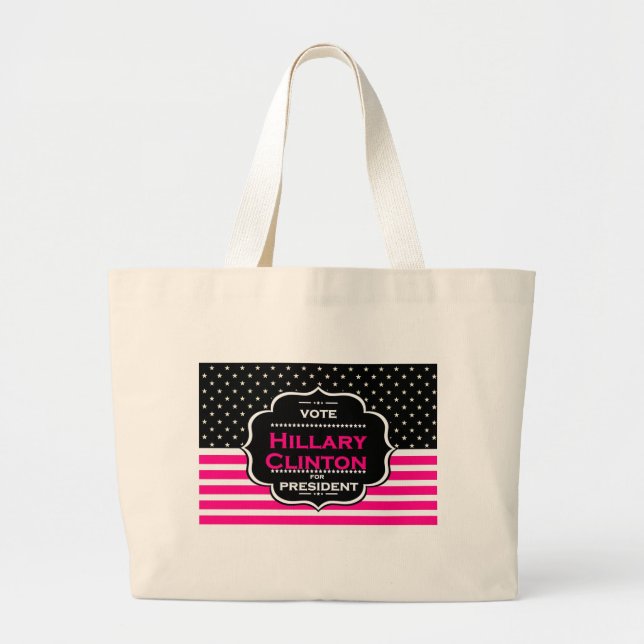 pink hillary clinton large tote bag (Front)