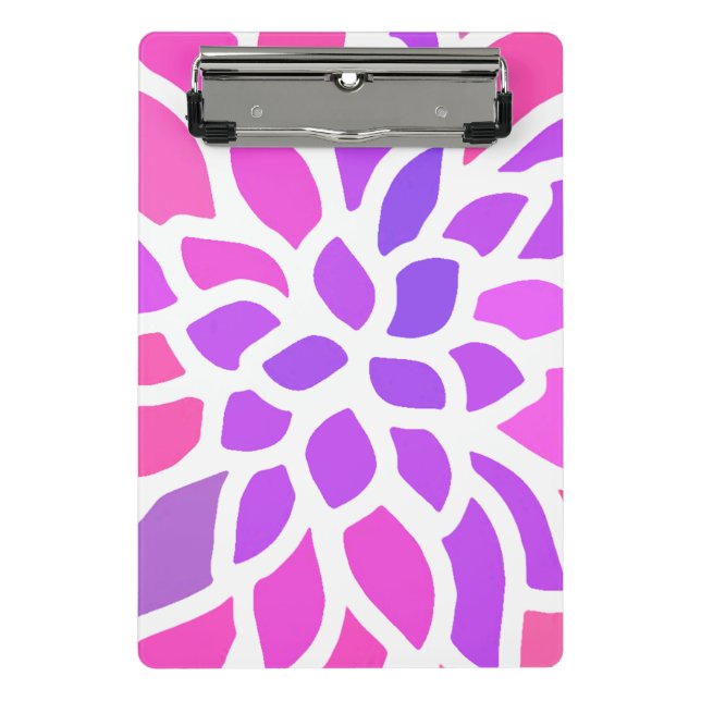 Pink Hippie Flower Retro Modern Mini Clipboard (Front)