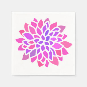 Pink Hippie Flower Retro Modern Napkin