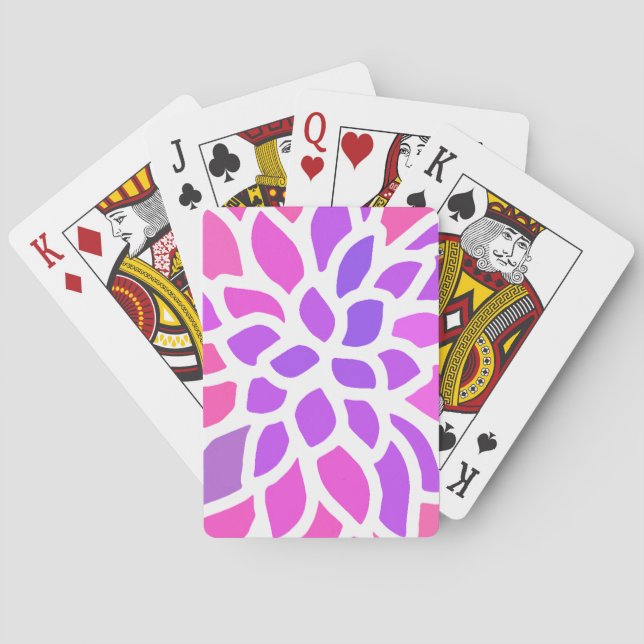 Pink Hippie Flower Retro Modern Playing Cards (Back)