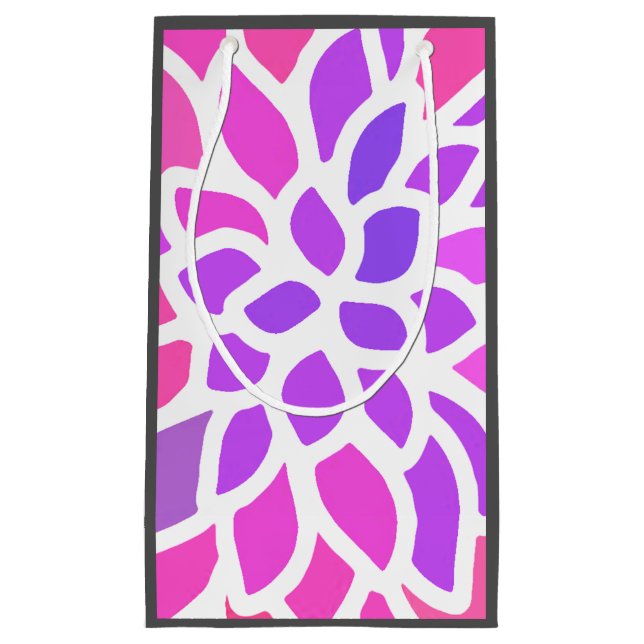 Pink Hippie Flower Retro Modern Small Gift Bag (Front)