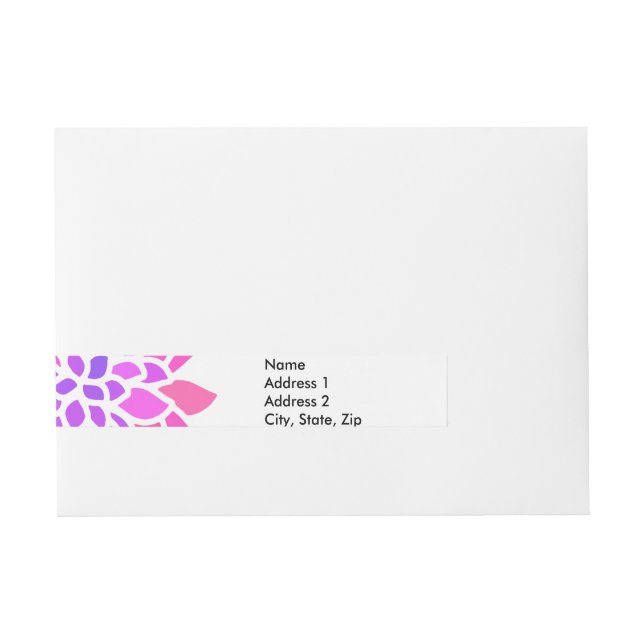 Pink Hippie Flower Retro Modern Wraparound Address Label (Front)