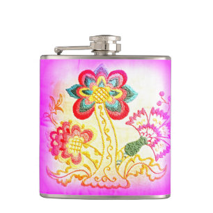 pink hippie-style palm tree flask