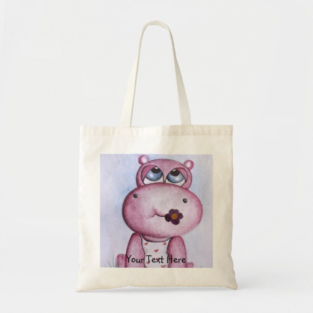 Pink Hippo Tote Bag (Front)
