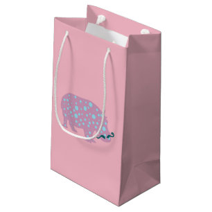 Pink Hippopotamus Moustache Gift Bag