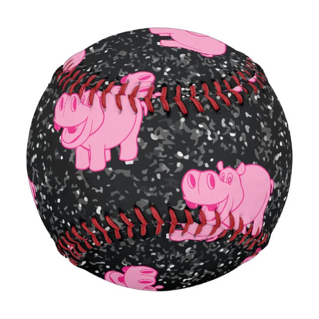 Pink Hippos Cute Hippopotamus Smiling Face Baseball (Front)