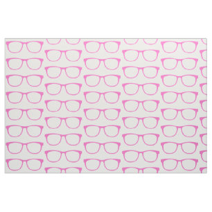 Pink Hipster Geek Glasses Fabric