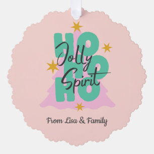 pink Ho Ho Christmas custom Ornament Card