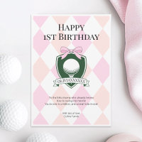 Pink Hole in One Girl Golf Happy 1st Birthday