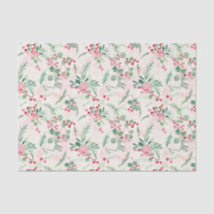 Pink Holiday Berries Vintage Christmas Tissue Paper