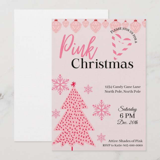 Pink Holiday Party Invitation (Front/Back)