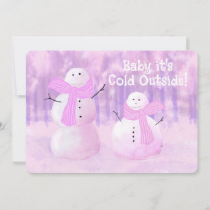 Pink Holiday Personalised Snowman Card