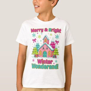 "Pink Holiday Village Magic" T-Shirt