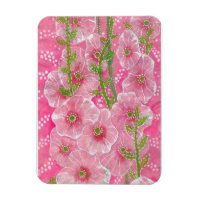 Pink Hollyhock Mallow Malva Flower Floral Painting