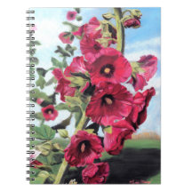 Pink hollyhock painting by Mandy Roeing