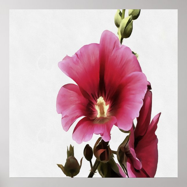 Pink Hollyhock Poster (Front)
